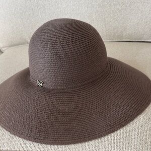 betmar Brown Wide-Brim Sun Hat with Metal Accent